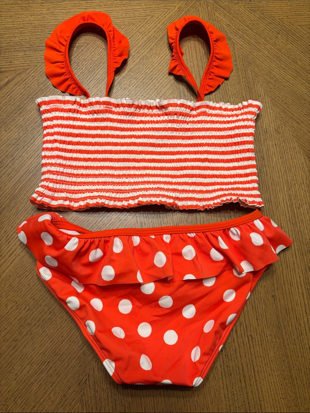 Mini Boden Red and White Striped & Polka Dot Two-Piece Swim Set - Picture 5 of 5